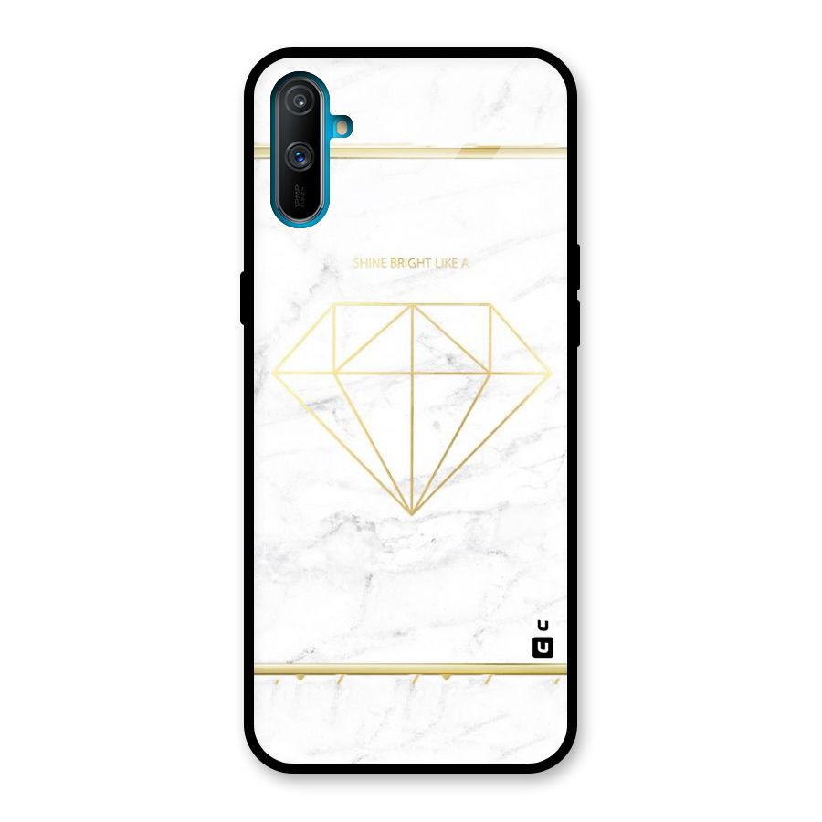 Bright Gold Diamond Glass Back Case for Realme C3