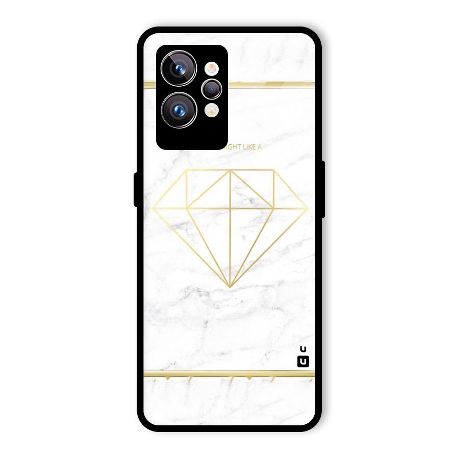 Bright Gold Diamond Glass Back Case for Realme GT2 Pro