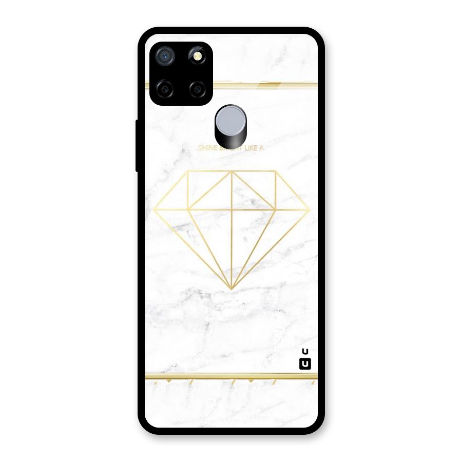 Bright Gold Diamond Glass Back Case for Realme Narzo 20