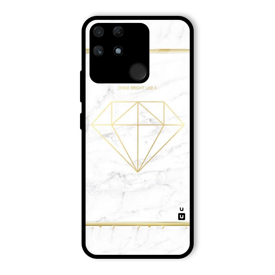 Bright Gold Diamond Glass Back Case for Realme Narzo 50A