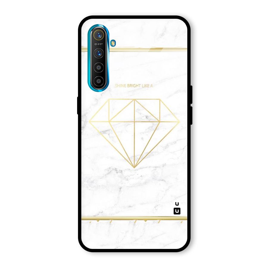 Bright Gold Diamond Glass Back Case for Realme X2