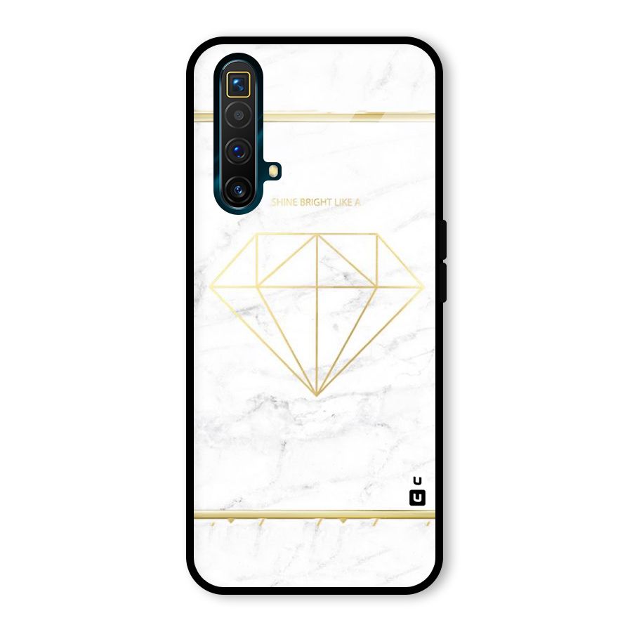 Bright Gold Diamond Glass Back Case for Realme X3