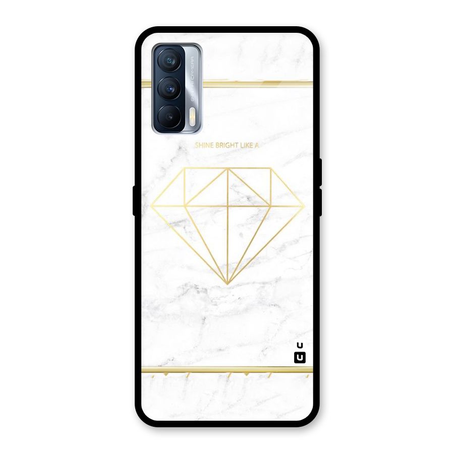 Bright Gold Diamond Glass Back Case for Realme X7