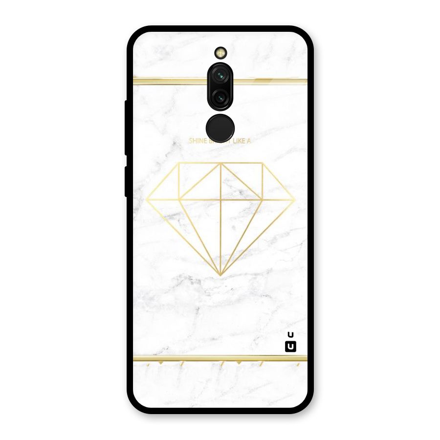 Bright Gold Diamond Glass Back Case for Redmi 8