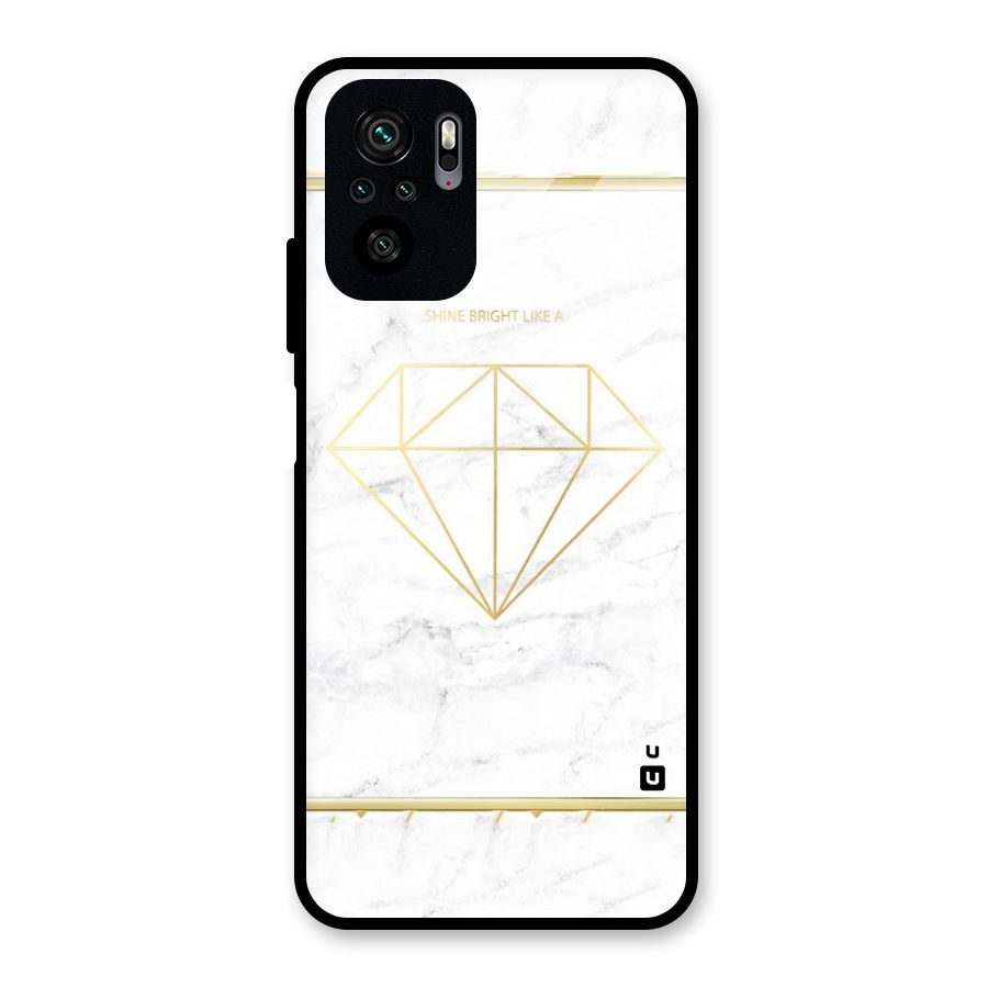 Bright Gold Diamond Glass Back Case for Redmi Note 10S