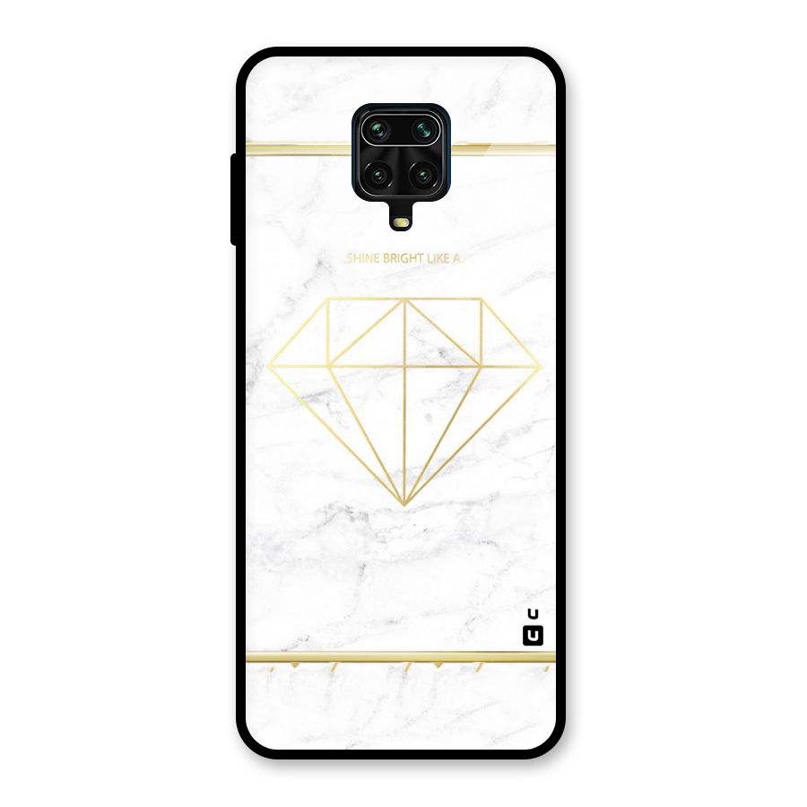 Bright Gold Diamond Glass Back Case for Redmi Note 10 Lite