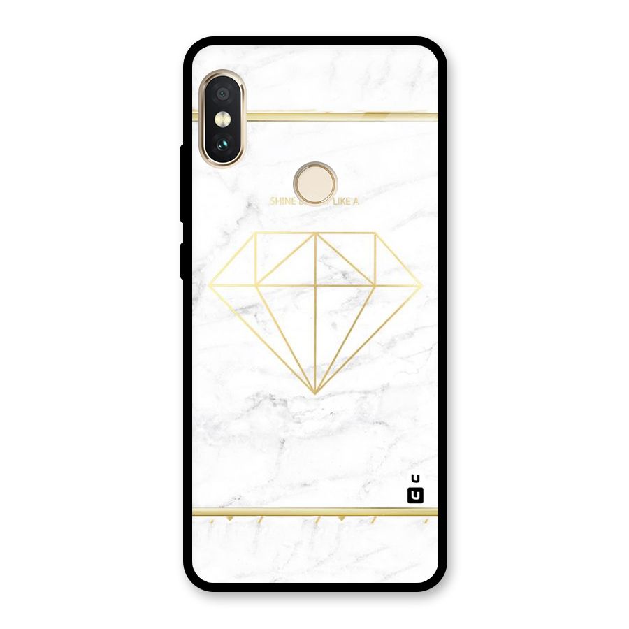 Bright Gold Diamond Glass Back Case for Redmi Note 5 Pro