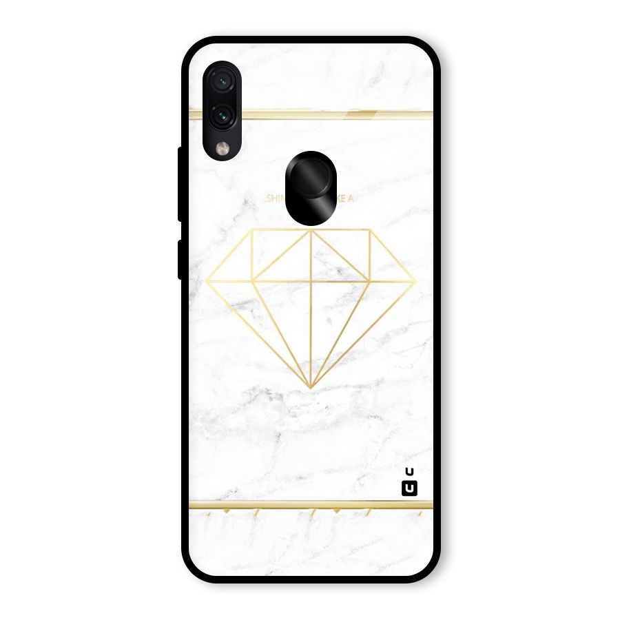 Bright Gold Diamond Glass Back Case for Redmi Note 7S