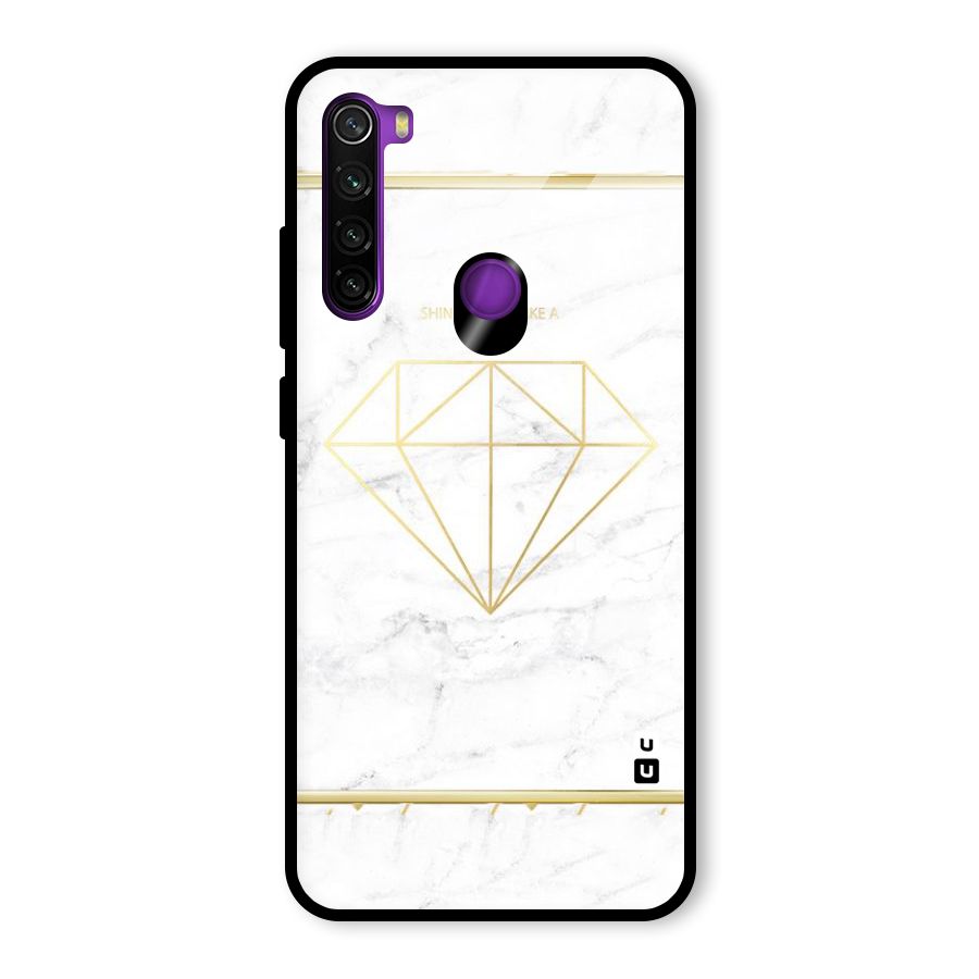 Bright Gold Diamond Glass Back Case for Redmi Note 8