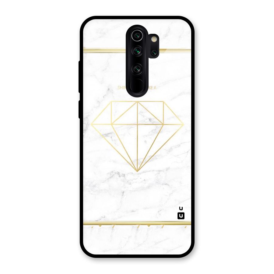 Bright Gold Diamond Glass Back Case for Redmi Note 8 Pro