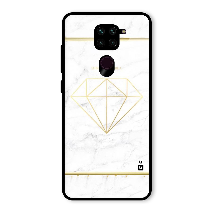 Bright Gold Diamond Glass Back Case for Redmi Note 9