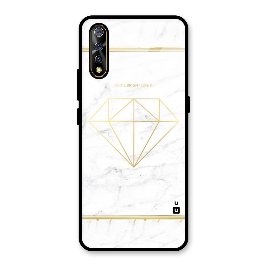 Bright Gold Diamond Glass Back Case for Vivo S1