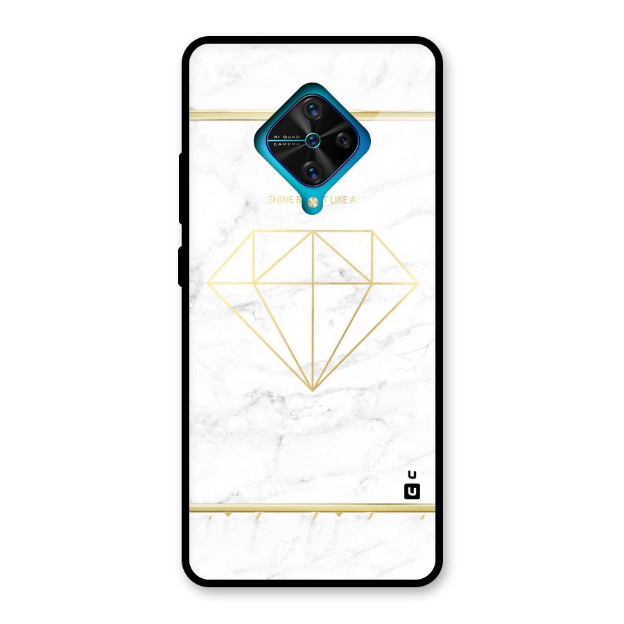 Bright Gold Diamond Glass Back Case for Vivo S1 Pro