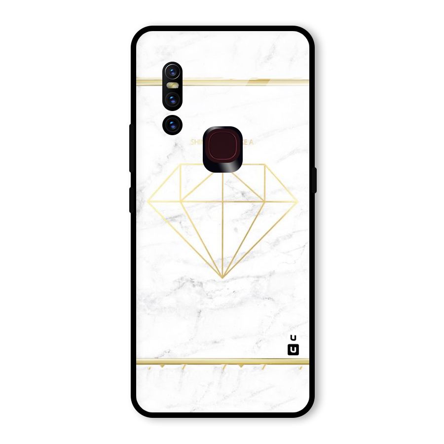 Bright Gold Diamond Glass Back Case for Vivo V15