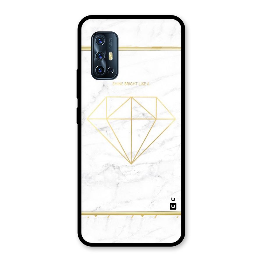 Bright Gold Diamond Glass Back Case for Vivo V17