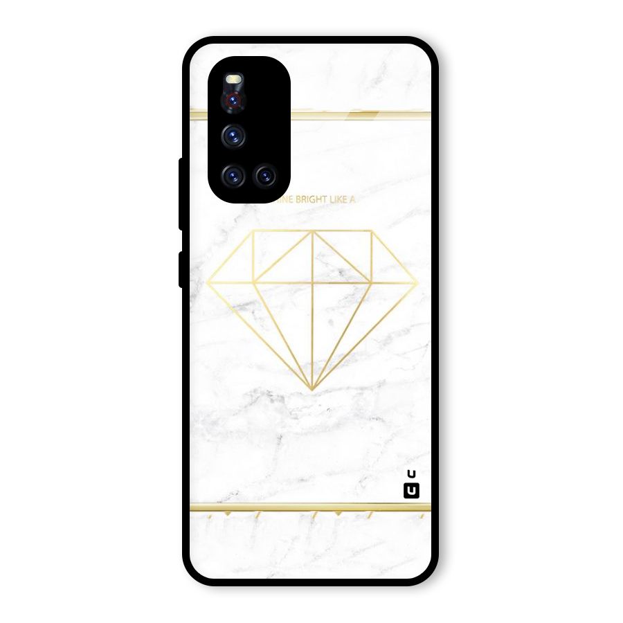 Bright Gold Diamond Glass Back Case for Vivo V19