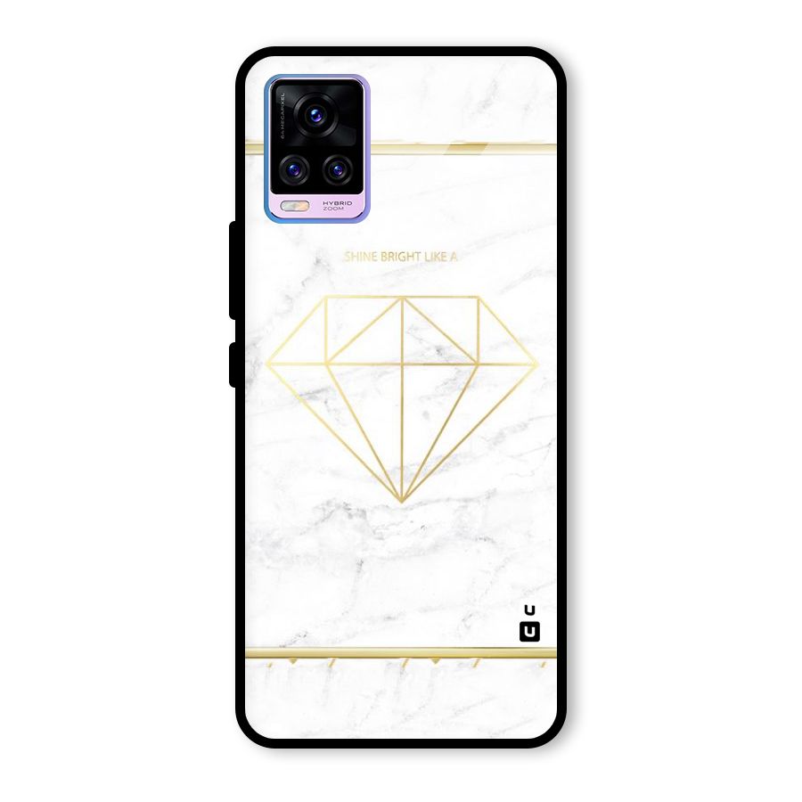 Bright Gold Diamond Glass Back Case for Vivo V20 Pro