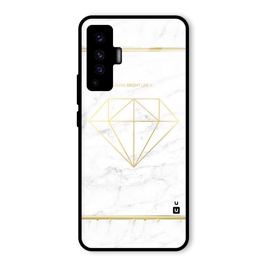 Bright Gold Diamond Glass Back Case for Vivo X50