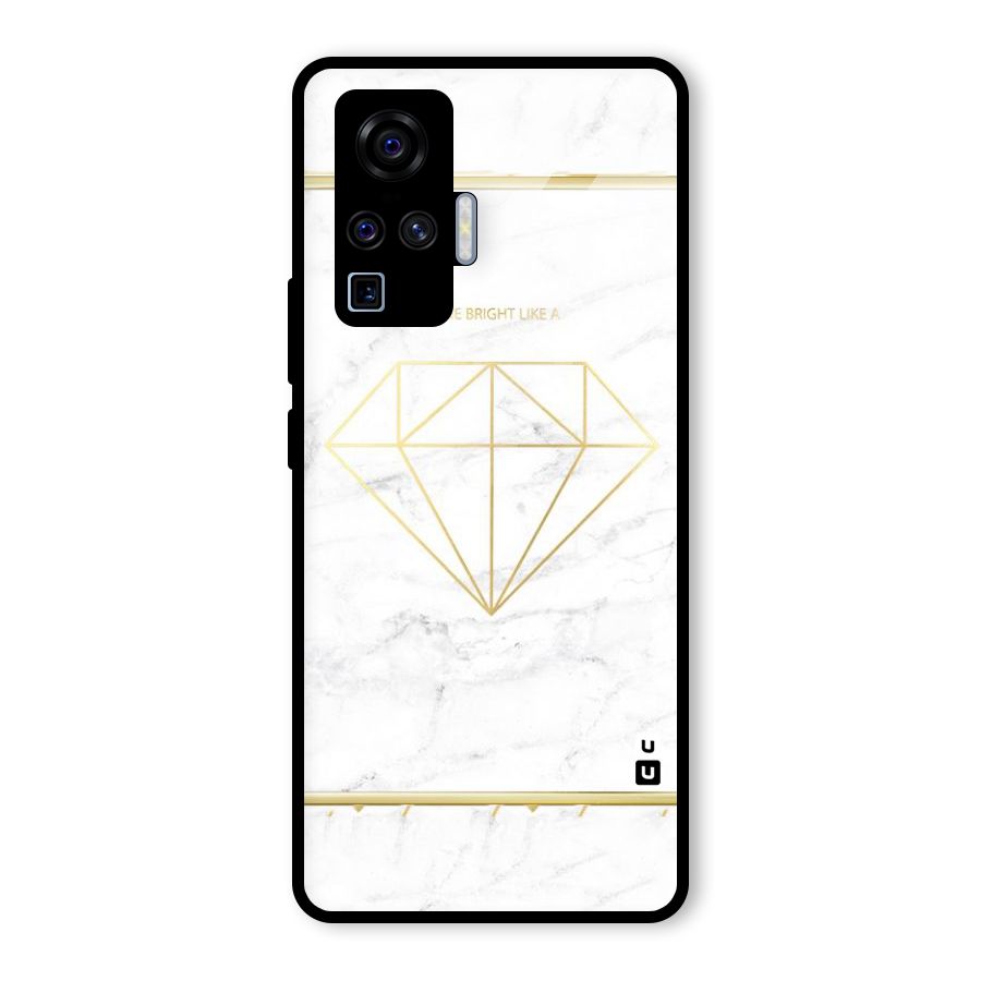 Bright Gold Diamond Glass Back Case for Vivo X50 Pro
