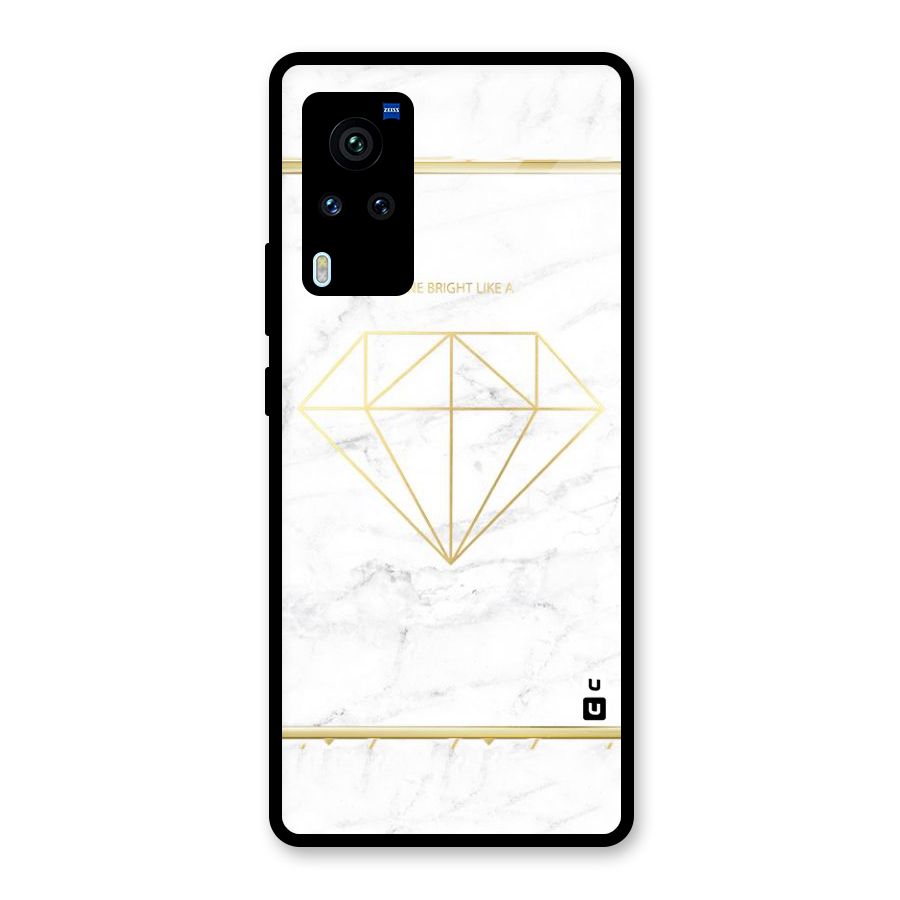 Bright Gold Diamond Glass Back Case for Vivo X60 Pro