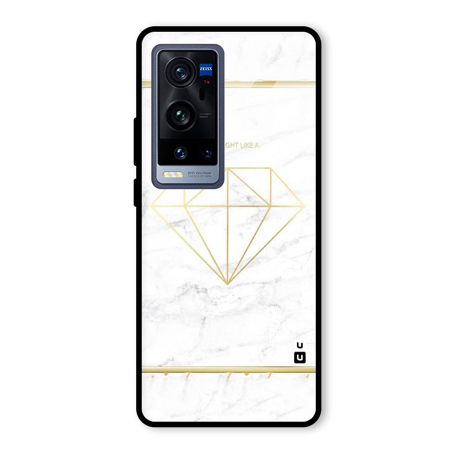 Bright Gold Diamond Glass Back Case for Vivo X60 Pro Plus