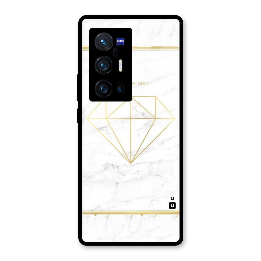 Bright Gold Diamond Glass Back Case for Vivo X70 Pro Plus