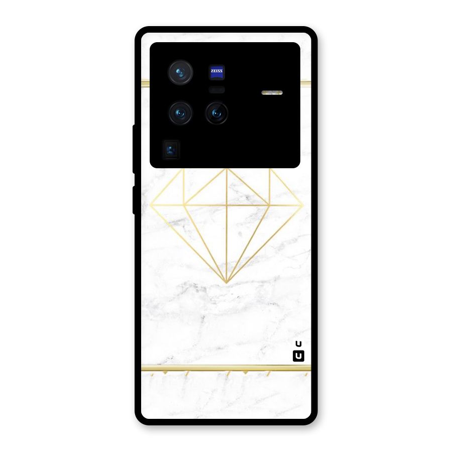 Bright Gold Diamond Glass Back Case for Vivo X80 Pro