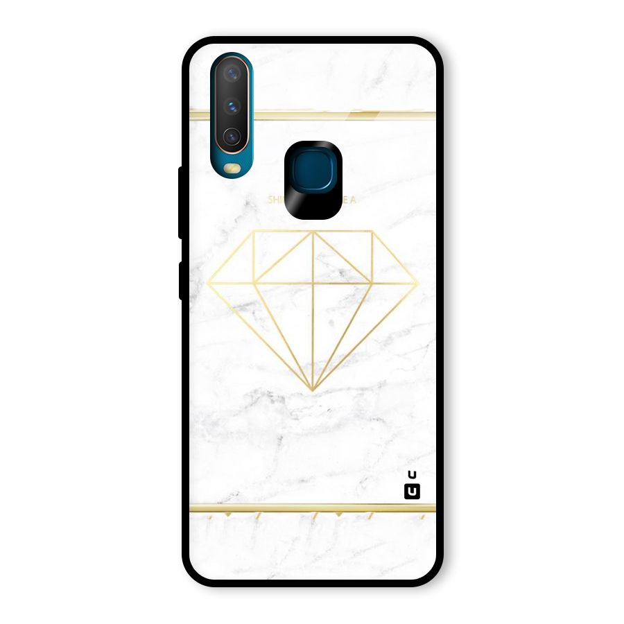 Bright Gold Diamond Glass Back Case for Vivo Y17