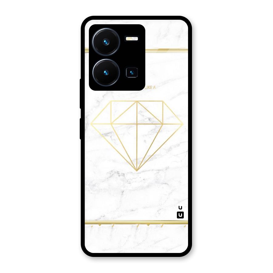 Bright Gold Diamond Glass Back Case for Vivo Y35