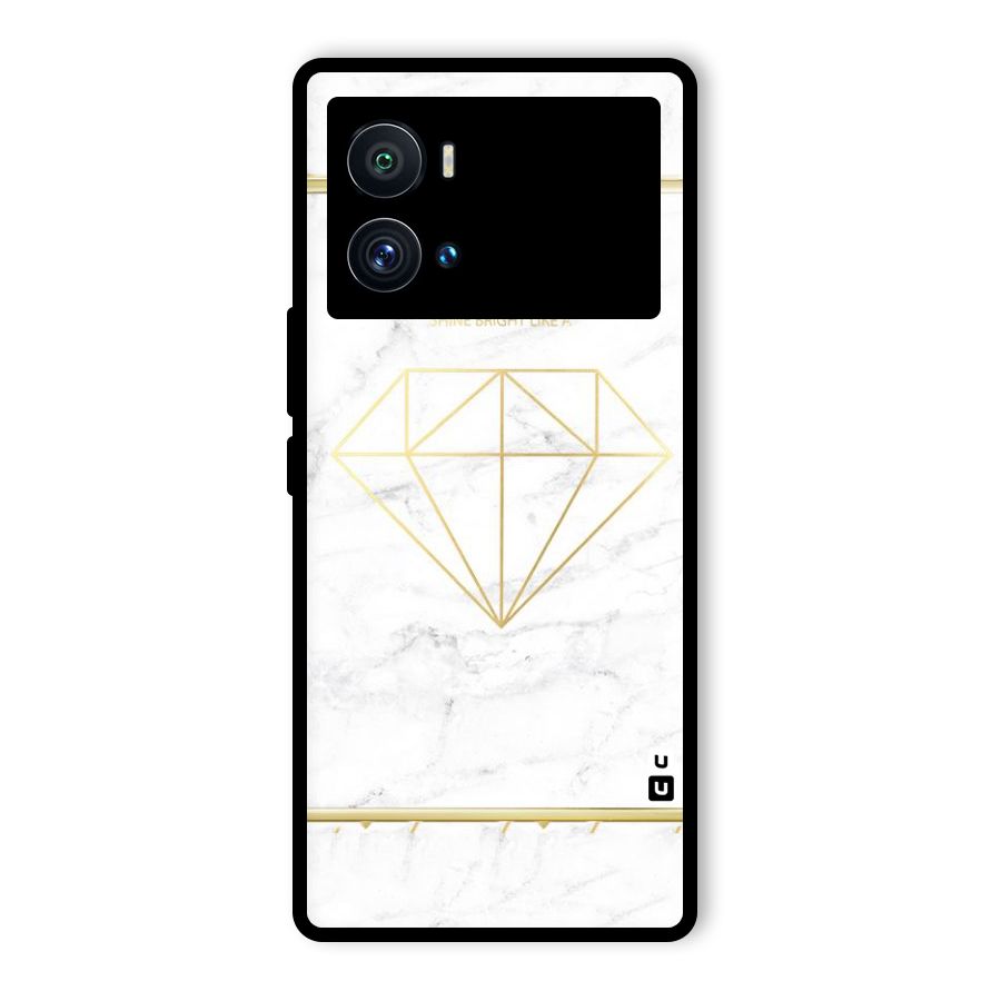 Bright Gold Diamond Glass Back Case for Vivo iQOO 9 Pro