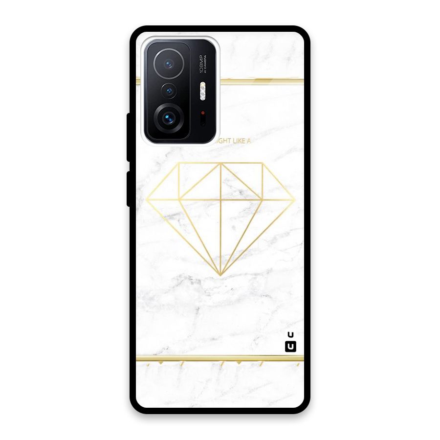 Bright Gold Diamond Glass Back Case for Xiaomi 11T Pro