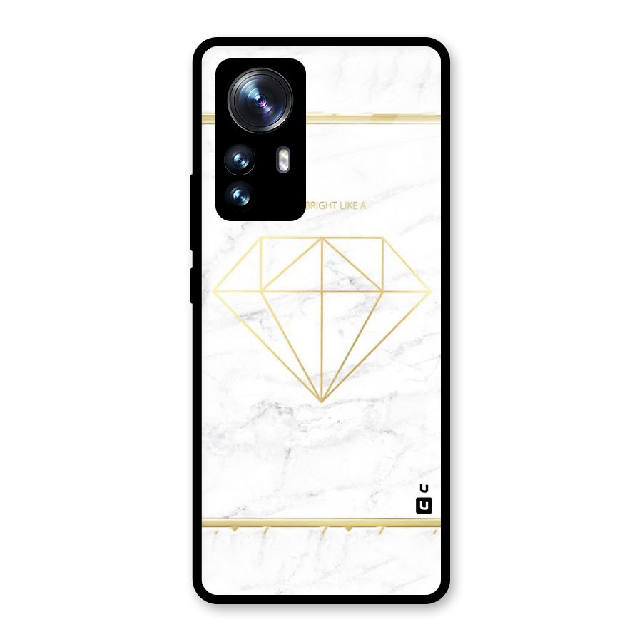 Bright Gold Diamond Glass Back Case for Xiaomi 12 Pro