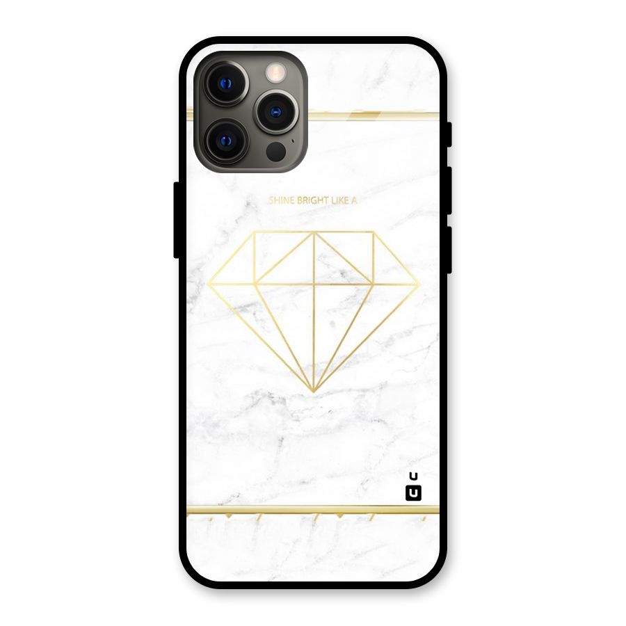 Bright Gold Diamond Glass Back Case for iPhone 12 Pro Max