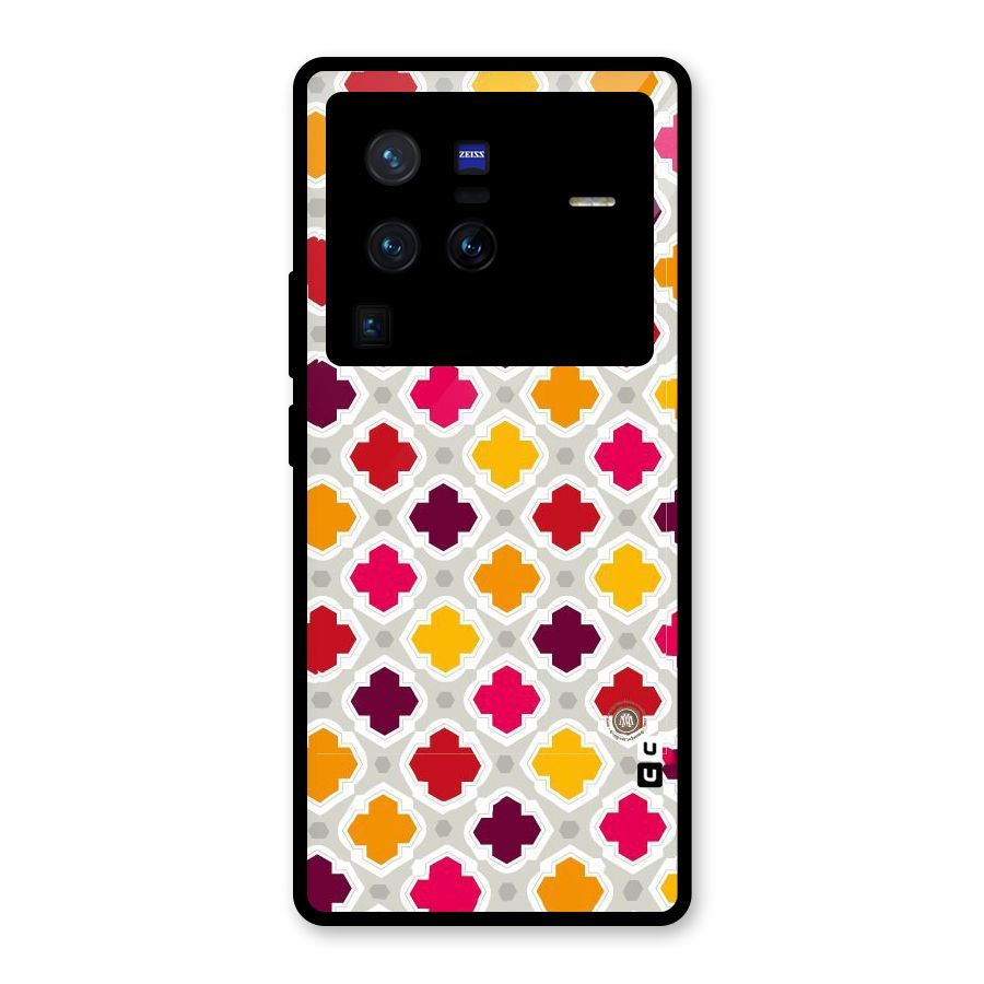 Bright Pattern Glass Back Case for Vivo X80 Pro