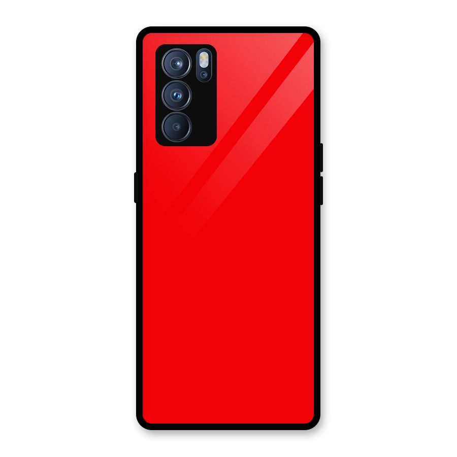 Bright Red Glass Back Case for Oppo Reno6 Pro 5G