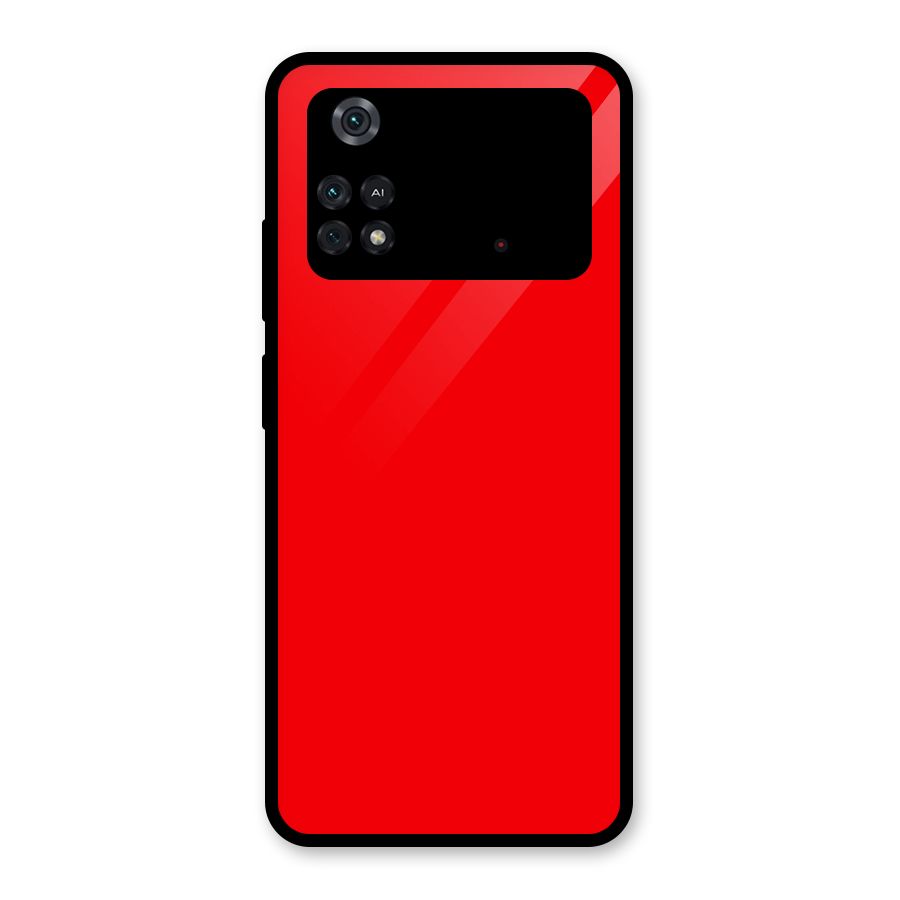 Bright Red Glass Back Case for Poco M4 Pro 4G