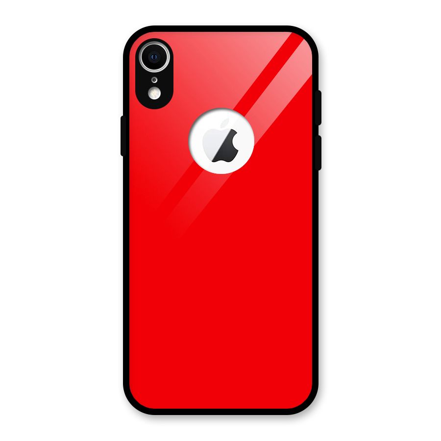 Bright Red Glass Back Case for iPhone XR Logo Cut