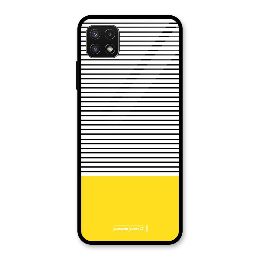Bright Yellow Stripes Glass Back Case for Galaxy A22 5G