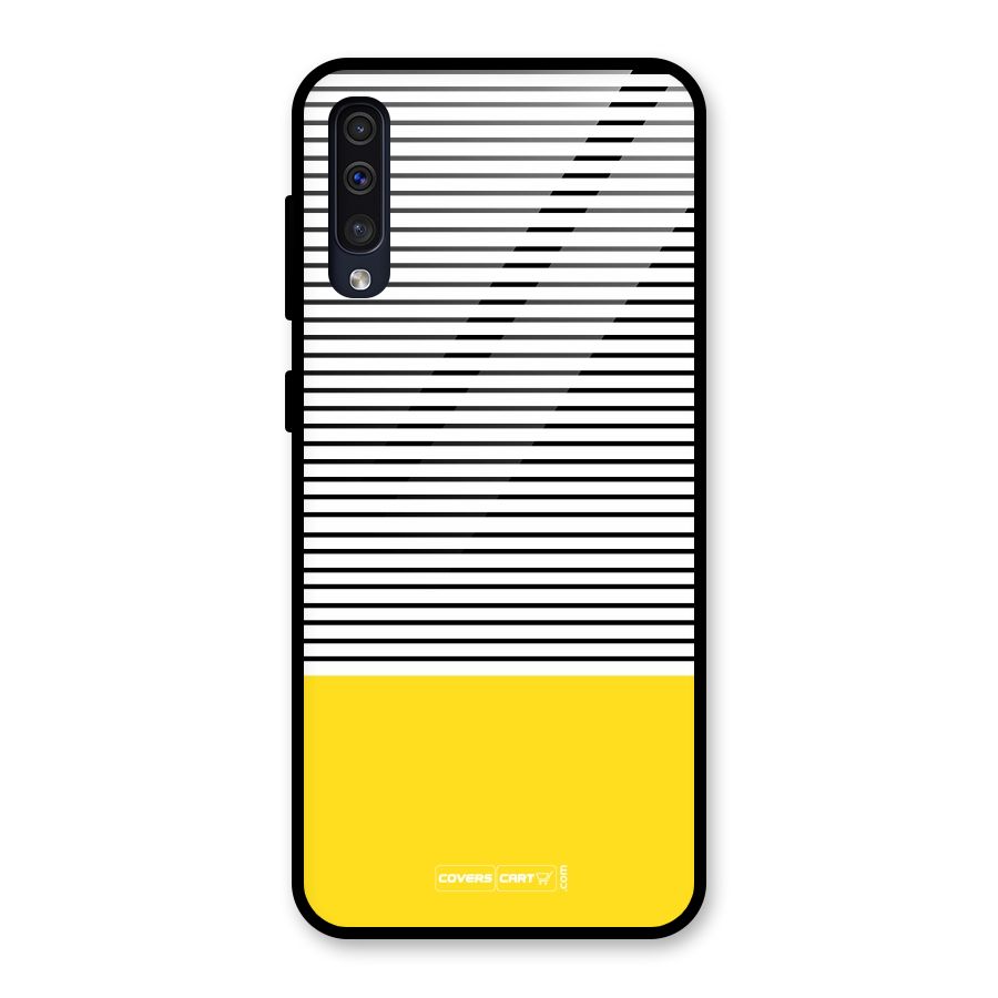Bright Yellow Stripes Glass Back Case for Galaxy A50