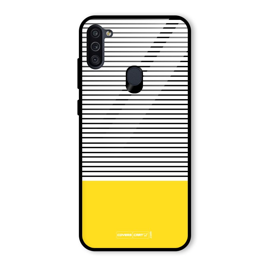 Bright Yellow Stripes Glass Back Case for Galaxy M11