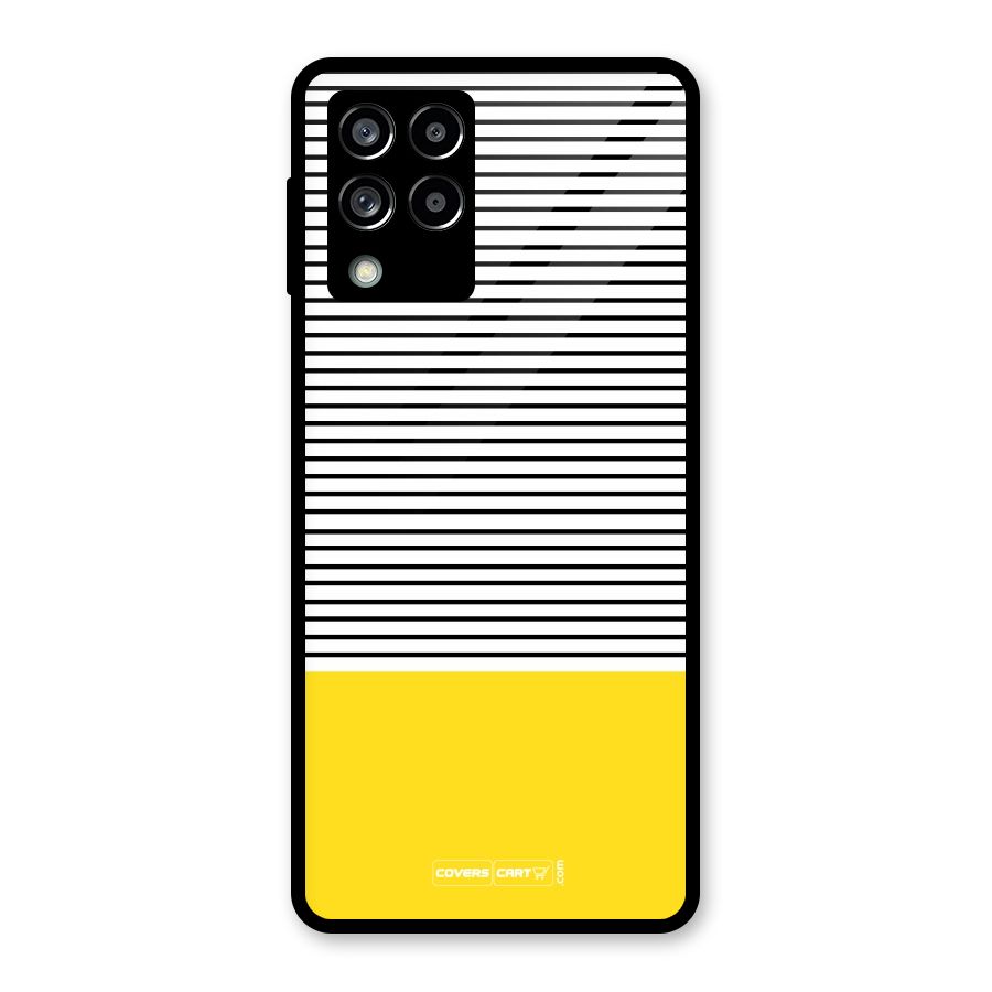 Bright Yellow Stripes Glass Back Case for Galaxy M53 5G