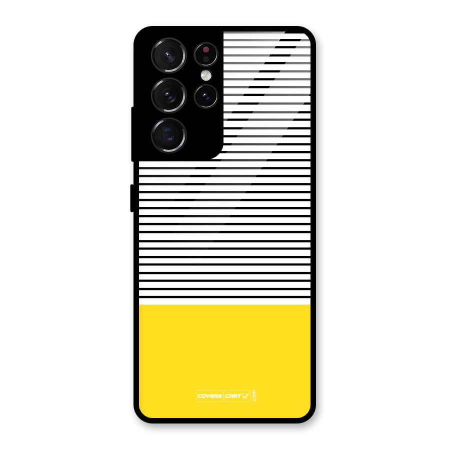 Bright Yellow Stripes Glass Back Case for Galaxy S21 Ultra 5G