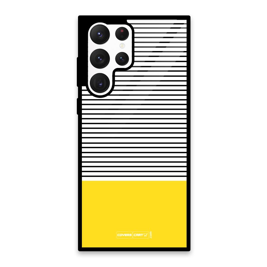 Bright Yellow Stripes Glass Back Case for Galaxy S22 Ultra 5G