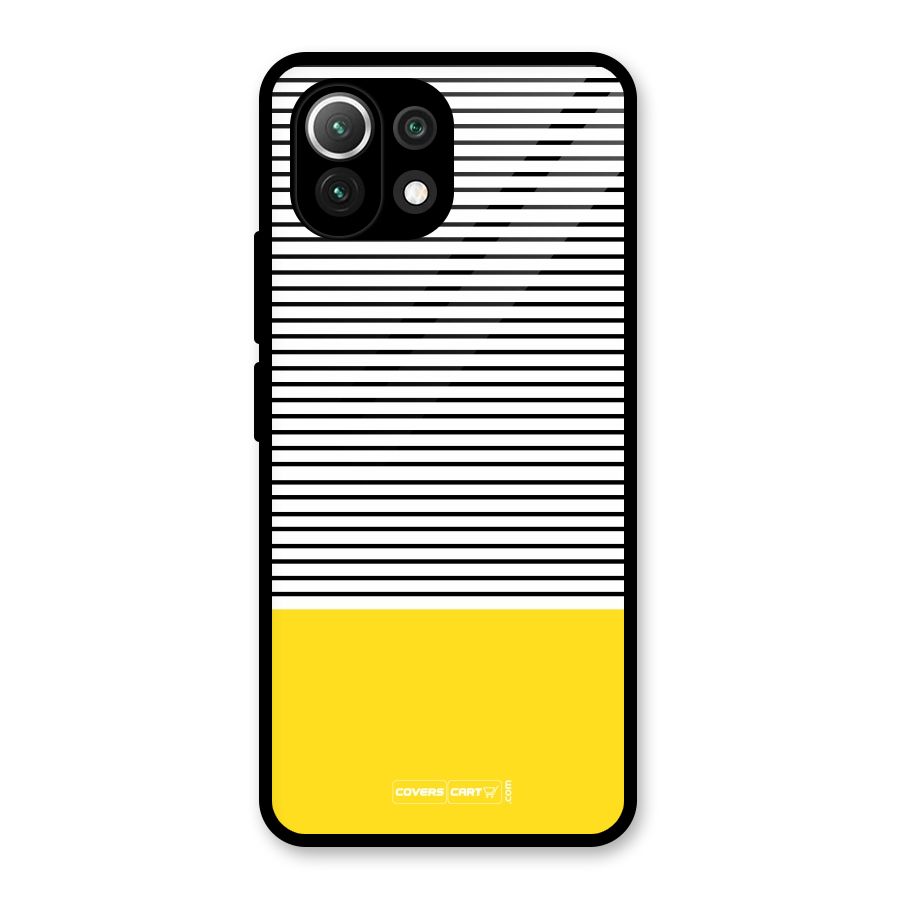 Bright Yellow Stripes Glass Back Case for Mi 11 Lite NE 5G