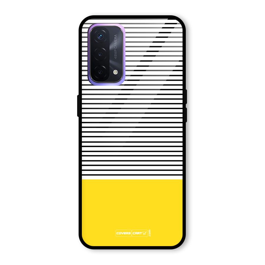 Bright Yellow Stripes Glass Back Case for Oppo A74 5G