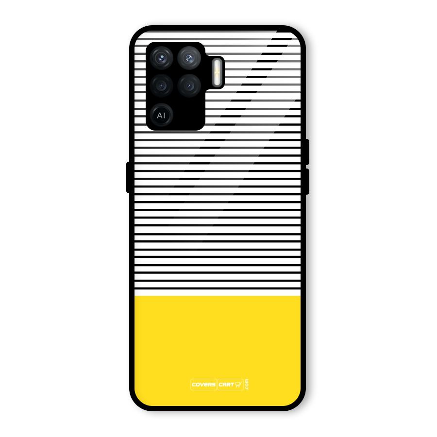 Bright Yellow Stripes Glass Back Case for Oppo F19 Pro