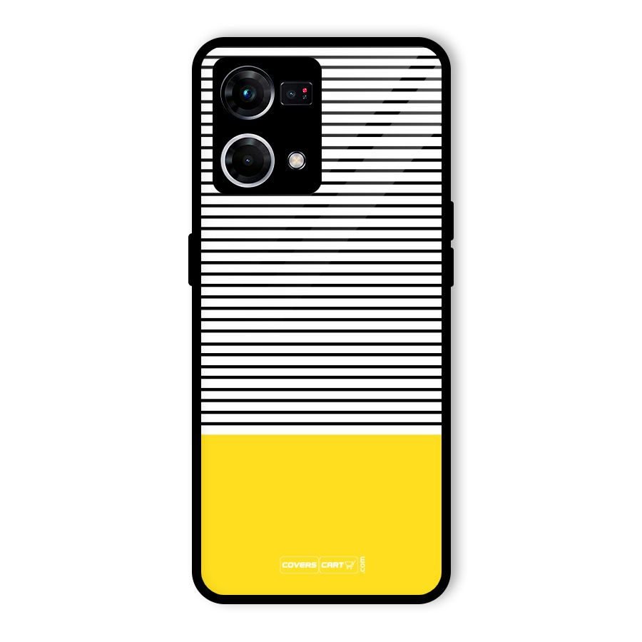Bright Yellow Stripes Glass Back Case for Oppo F21 Pro 5G