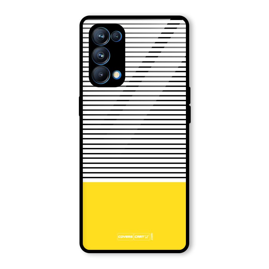 Bright Yellow Stripes Glass Back Case for Oppo Reno5 Pro 5G
