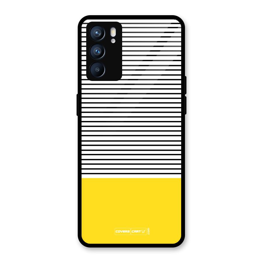 Bright Yellow Stripes Glass Back Case for Oppo Reno6 5G