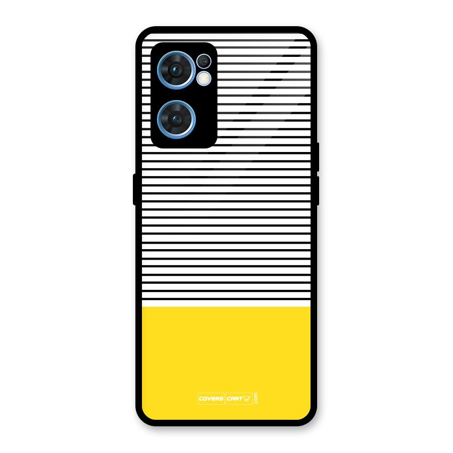 Bright Yellow Stripes Glass Back Case for Oppo Reno7 5G